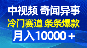 （9627期）中视频奇闻异事，冷门赛道条条爆款，月入10000＋-优优云创网