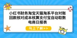 （9628期）小红书财务淘宝天猫淘系平台对账回款核对成本核算支付宝自动取数电商日报表-优优云创网