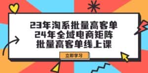 （9636期）23年淘系批量高客单+24年全域电商矩阵，批量高客单线上课（109节课）-优优云创网