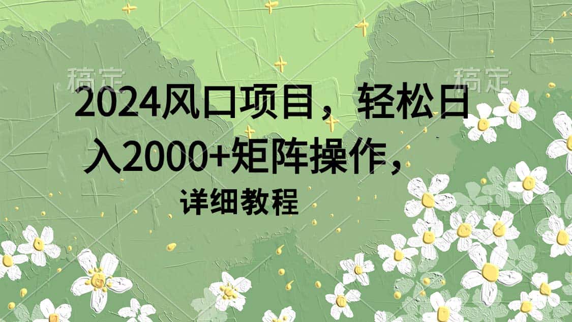 （9652期）2024风口项目，轻松日入2000+矩阵操作，详细教程-优优云创网
