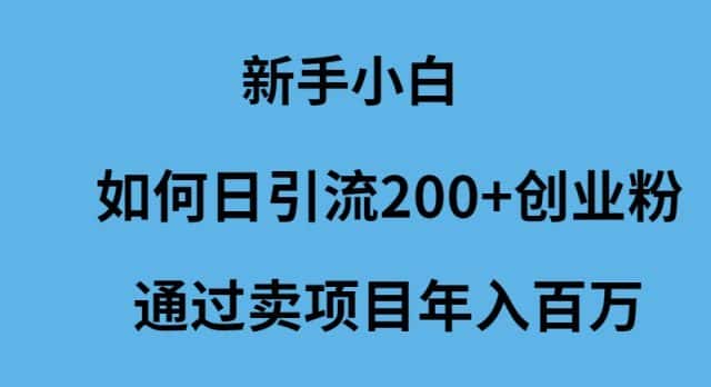 （9668期）新手小白如何日引流200+创业粉通过卖项目年入百万-优优云创网