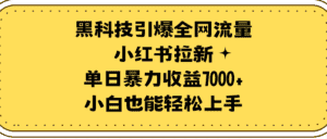 （9679期）黑科技引爆全网流量小红书拉新，单日暴力收益7000+，小白也能轻松上手-副业吧