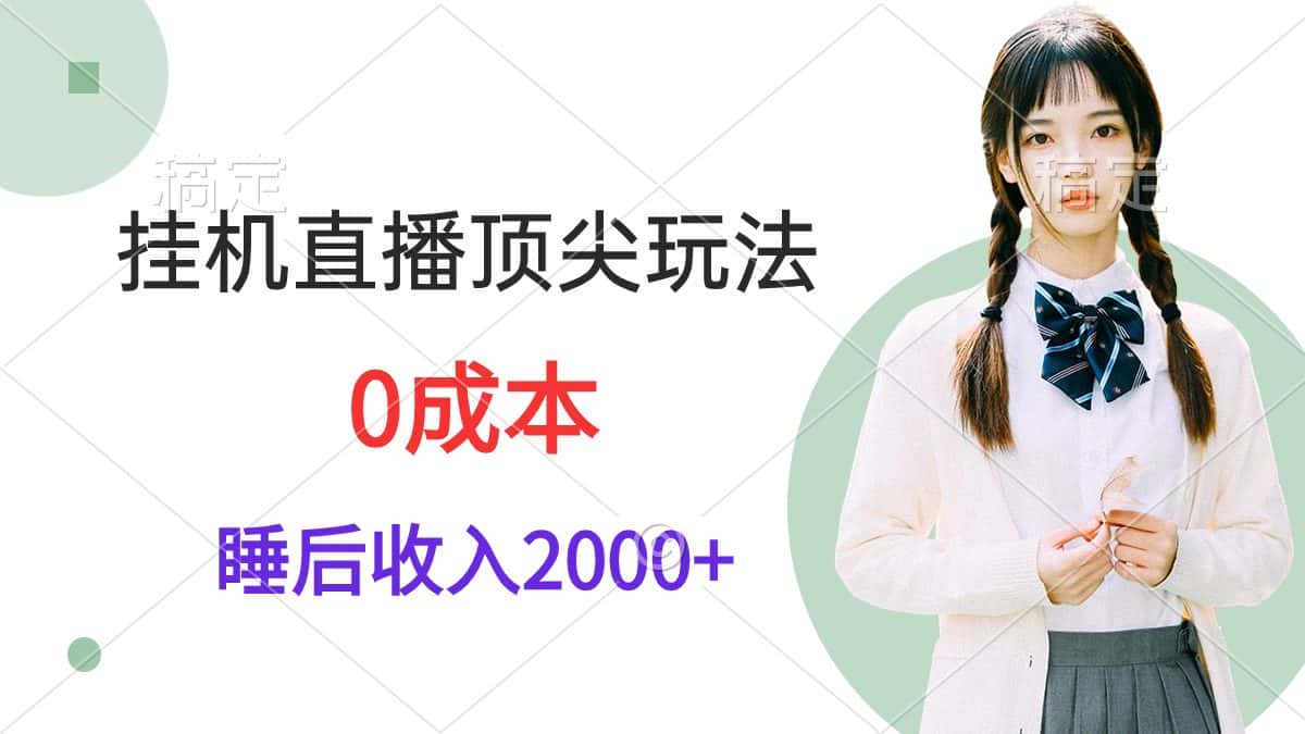 （9715期）挂机直播顶尖玩法，睡后日收入2000+、0成本，视频教学-优优云创网