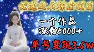 天选之人炼金项目，一个作品涨粉5000+，单号变现3.6w-优优云创网