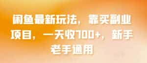 闲鱼最新玩法，靠买副业项目，一天收700+，新手老手通用-优优云创网