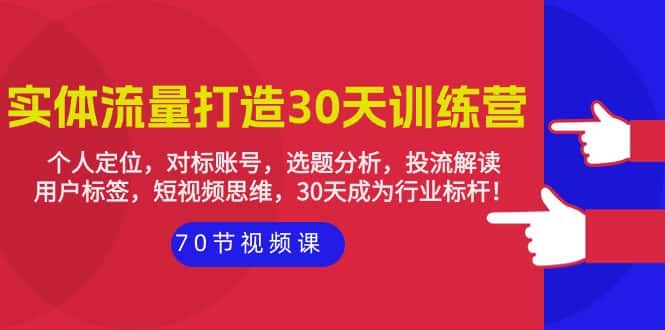 （9782期）实体-流量打造-30天训练营：个人定位，对标账号，选题分析，投流解读-70节-优优云创