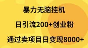 （9788期）暴力无脑挂机日引流200+创业粉通过卖项目日变现2000+-优优云创网