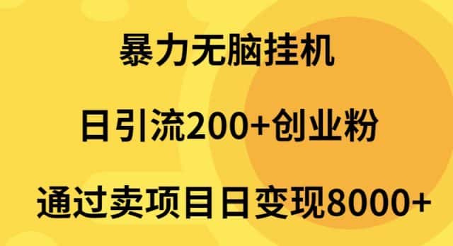（9788期）暴力无脑挂机日引流200+创业粉通过卖项目日变现2000+-优优云创网