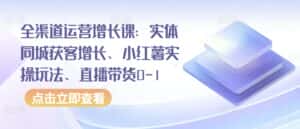 全渠道运营增长课：实体同城获客增长、小红薯实操玩法、直播带货0-1-副业吧