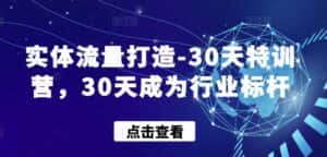 实体流量打造-30天特训营，30天成为行业标杆-优优云创网