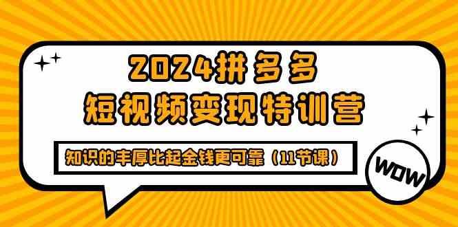 2024拼多多短视频变现特训营，知识的丰厚比起金钱更可靠（11节课）-优优云创网
