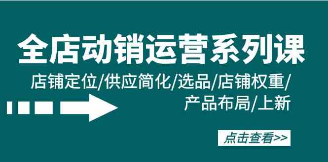 全店动销运营系列课:店铺定位/供应简化/选品/店铺权重/产品布局/上新-优优云创网