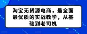 淘宝无货源电商，最全面最优质的实战教学，从基础到老司机-优优云创网