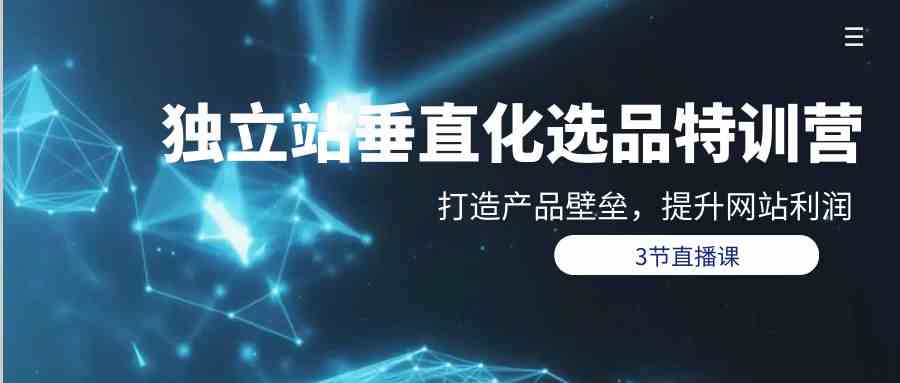 独立站垂直化选品训练营,打造产品壁垒,提升网站利润(3节直播课)-优优云创网