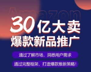 亚马逊·30亿大卖爆款新品推广，可复制、全程案例实操的爆款推新SOP-优优云创