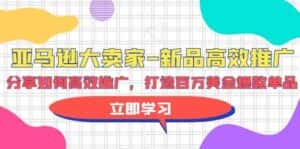 亚马逊大卖家新品高效推广，分享如何高效推广，打造百万美金爆款单品-优优云创网