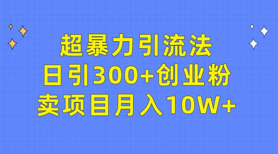 （9954期）超暴力引流法，日引300+创业粉，卖项目月入10W+-优优云创网