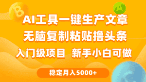 （9967期）利用AI工具无脑复制粘贴撸头条收益 每天2小时 稳定月入5000+互联网入门…-优优云创