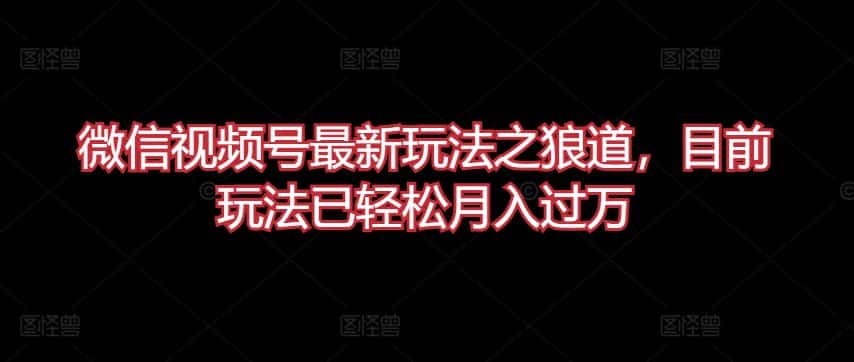 微信视频号最新玩法之狼道,目前玩法已轻松月入过万-优优云创网