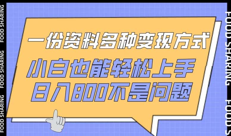 一份资料多种变现方式，小白也能轻松上手，日入800不是问题-优优云创网