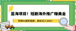 蓝海项目!短剧海外推广赚美金，利用AI混剪视频，轻松日入300+-优优云创