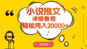 （10000期）简单操作，月入20000+，详细教程！小说推文项目赚钱秘籍！-优优云创网