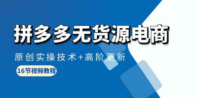 （10015期）拼多多无货源电商，原创实操技术+高阶更新（16节视频教程）-优优云创网