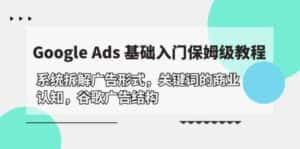 Google Ads 基础入门，系统拆解广告形式/关键词的商业认知/谷歌广告结构-优优云创
