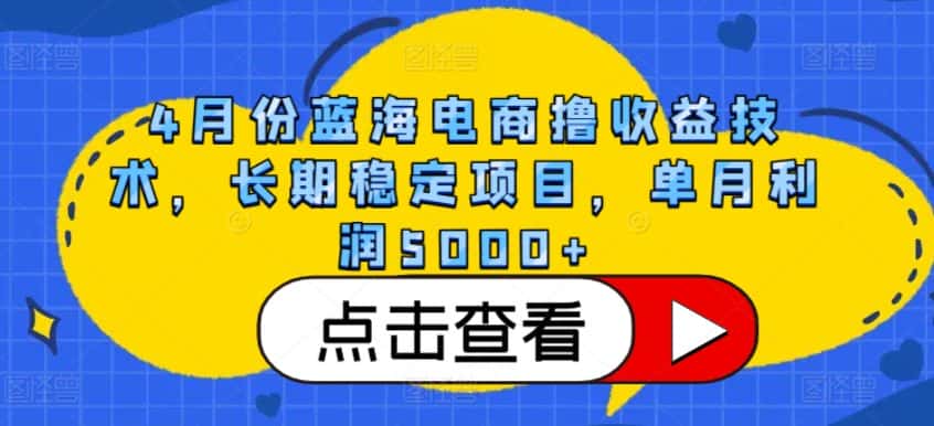 4月份蓝海电商撸收益技术，长期稳定项目，单月利润5000+-优优云创网