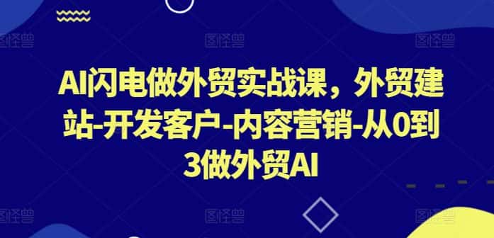 AI闪电做外贸实战课，​外贸建站-开发客户-内容营销-从0到3做外贸AI-优优云创网