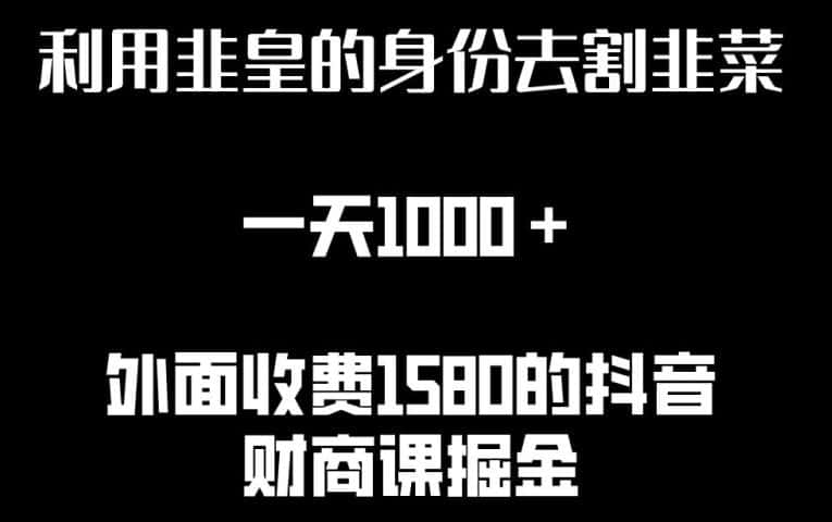 利用非皇的身份去割韭菜，一天1000+(附详细资源)-优优云创