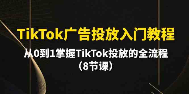 TikTok广告投放入门教程,从0到1掌握TikTok投放的全流程(8节课)-优优云创网