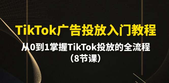 (10085期)TikTok广告投放入门教程,从0到1掌握TikTok投放的全流程(8节课)-优优云创网