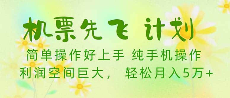 （10099期）机票 先飞计划！用里程积分 兑换机票售卖赚差价 纯手机操作 小白月入5万+-优优云创网