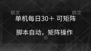 （10100期）单机每日30＋ 可矩阵，脚本自动 稳定躺赚-优优云创网