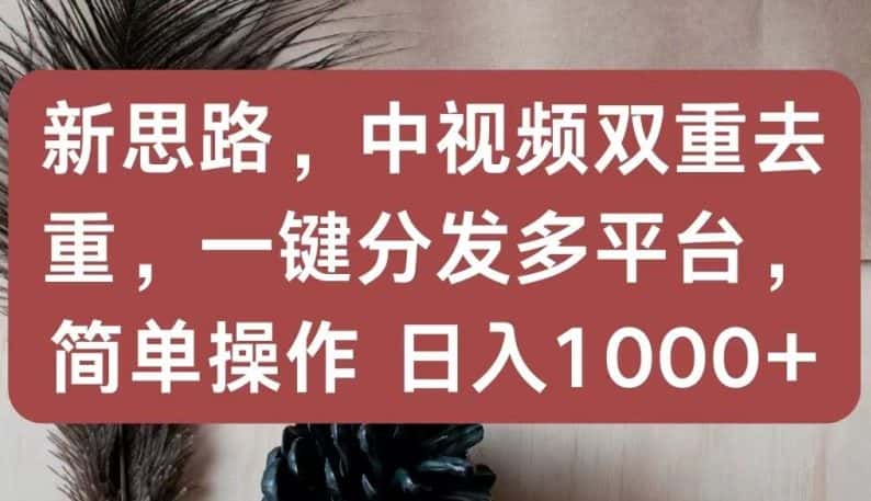 新思路，中视频双重去重，一键分发多平台，简单操作，日入1000+-优优云创网