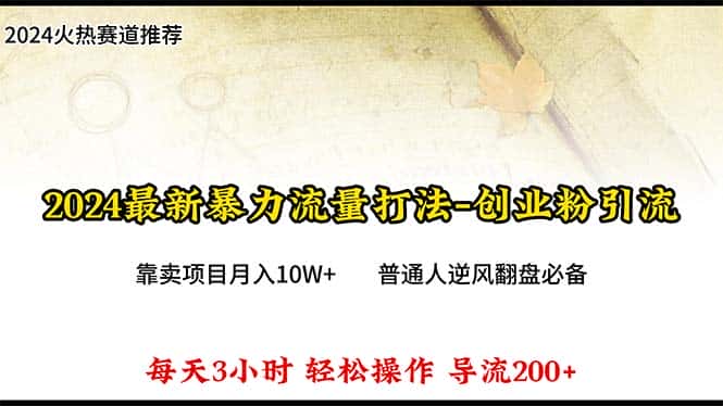 （10151期）2024年最新暴力流量打法，每日导入300+，靠卖项目月入10W+-优优云创网