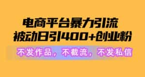 （10168期）电商平台暴力引流,被动日引400+创业粉不发作品，不截流，不发私信-优优云创网