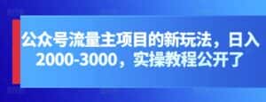 公众号流量主项目的新玩法，日入2000-3000，实操教程公开了-优优云创网