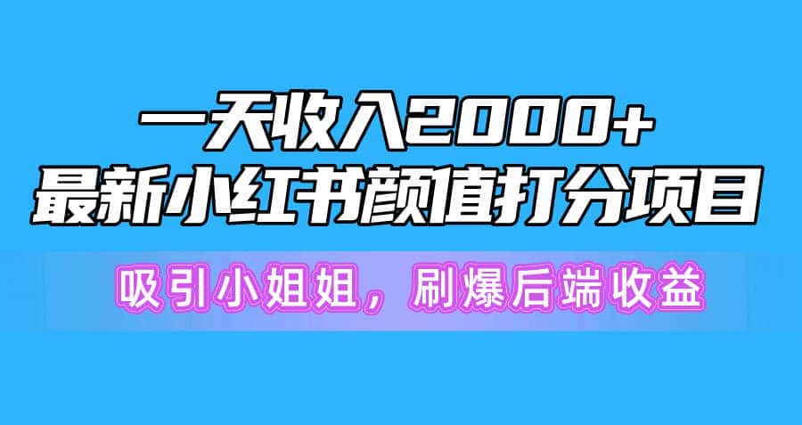 （10187期）一天收入2000+，最新小红书颜值打分项目，吸引小姐姐，刷爆后端收益-优优云创网