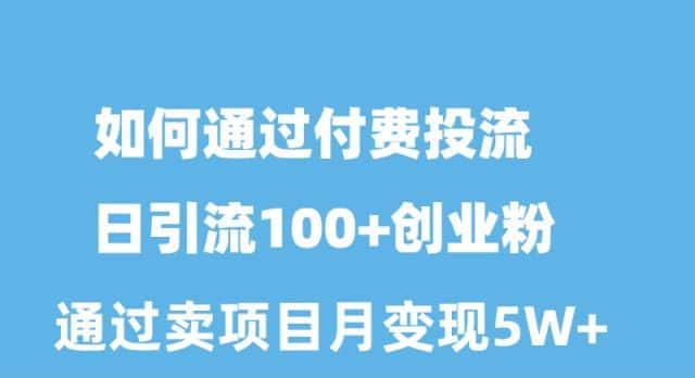 （10189期）如何通过付费投流日引流100+创业粉月变现5W+-优优云创网