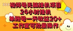 视频号无脑挂机项目，24小时挂机，单账号一天收益20＋，工作室可批量操作-优优云创