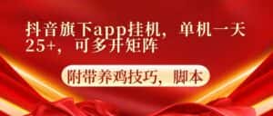 抖音旗下app自动挂机，单机一天收益25+，可多开矩阵-优优云创