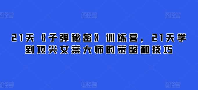 21天《子弹秘密》训练营,21天学到顶尖文案大师的策略和技巧-优优云创