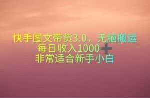 (10252期)快手图文带货3.0,无脑搬运,每日收入1000+,非常适合新手小白-优优云创