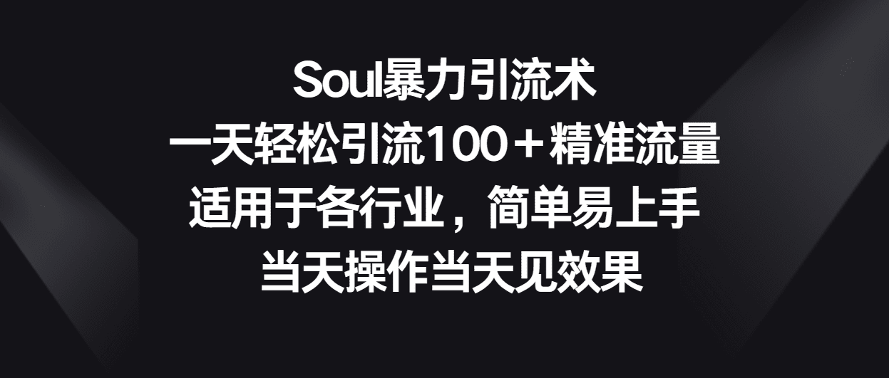 Soul暴力引流术，一天轻松引流100＋精准流量，适用于各行业，简单易上手！-优优云创网