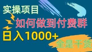 （10303期）付费群赛道，日入1000+-优优云创网