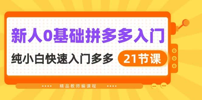 新人0基础拼多多入门,纯小白快速入门多多(21节课)-优优云创网
