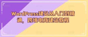 WordPress建站从入门到精通，跨境电商建站教程-副业吧