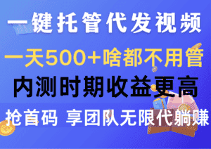 （10327期）一键托管代发视频，一天500+啥都不用管，内测时期收益更高，抢首码，享…-优优云创